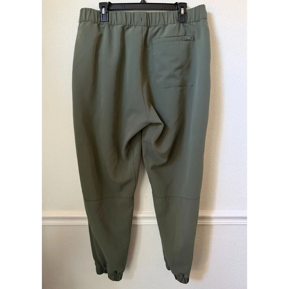 FIGS Green Jogger Scrub Pants with Button and Zipper Elastic Waistband XL